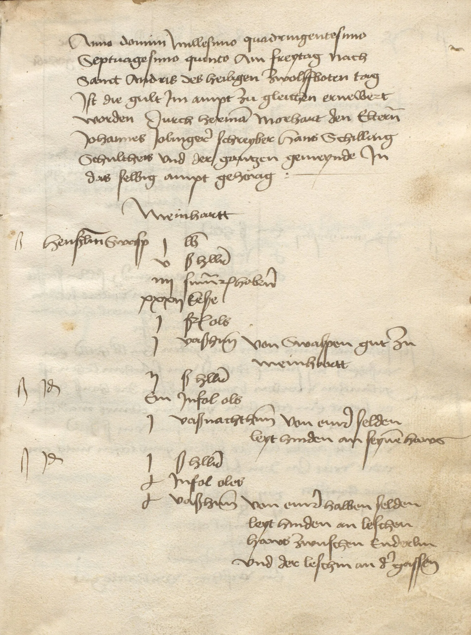 Gültbuch Mainhardt 1475 / HZAN GL 5 Schubl. 13 Nr. 10